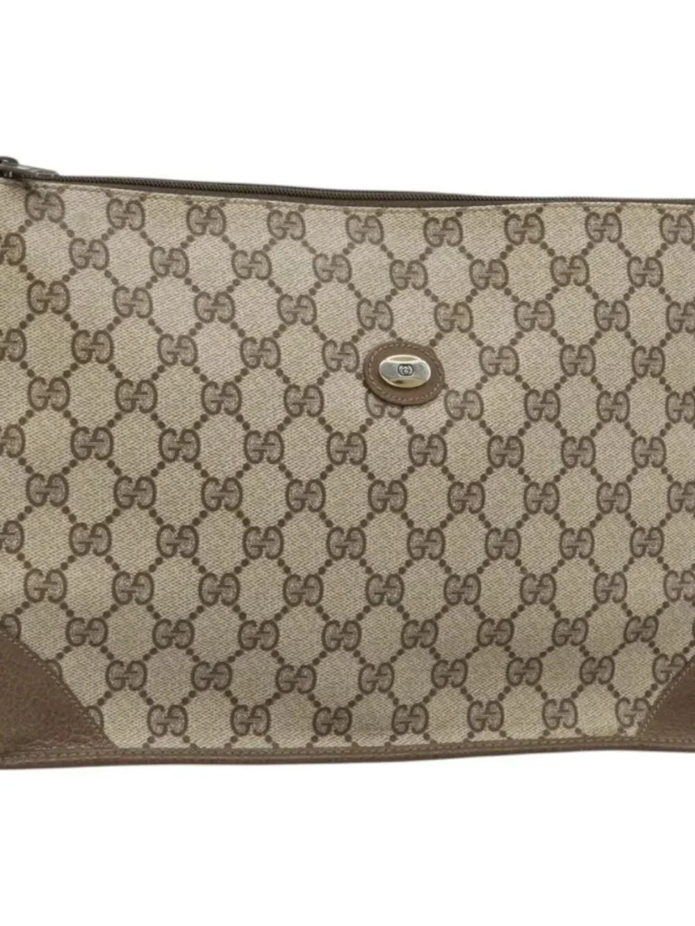 GUCCI GG Supreme Clutch Bag Clutch Bag PVC Beige Auth 188571
